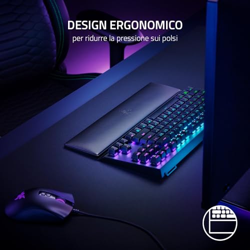 poggiapolsi ergonomico (Tenkeyless) - Per tastiere tenkeyless con cuscino in similpelle in memory foam (piedini in gomma antiscivolo, design ergonomico) Nero - Tastiera gaming - Immagine 2