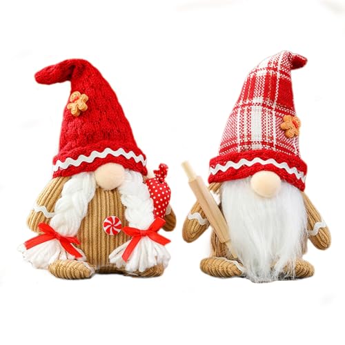 Liwein Gnomi Natalizi, 2 Pezzi Elfo Babbo Natale Peluche, Gnomo Natalizio Elfi, Gnomo di Peluche per Decorazioni Natalizie, Decorazioni Autunnali Gnomi per Albero Natale Tavolo Camino