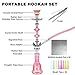 Hookah Set 4 Hose 21'' Shisha Hookah Set with Everything - Glass Shisha Vase, Disposable Hookah Tips, 50 Hookah Foil (Pink)