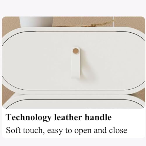 Minimalist White Nightstand with 2 Drawers - Arc Bedside Table, Small Accent Table with Storage for Bedroom and Living Room, Lightweight Design for Home Decor