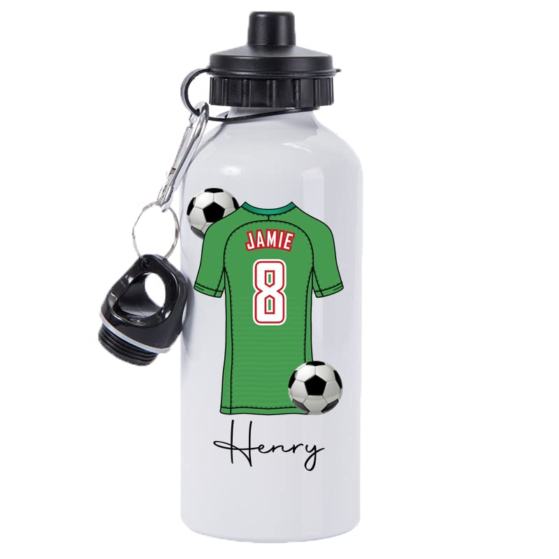 Pickhut Personalised World Cup 2026 Football 600ml White Aluminium Sports Water Bottle | Customised with Name/Number/Text on Jersey Shirt Design | Back to School Gift for Kid (Cameroon)