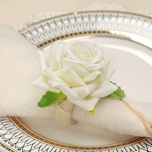 6 stuks rozenservetringen, kunstbloem, servetringen, set simulatieroos, artistieke servetring, tafeldecoratie, servethouder voor bruiloftsfeest, diner, jubileum - Image 6