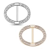 Silk Scarf Ring Clip Buckle, Crystal Rhinestone Oval Buckles Scarf Jewerly Rings and Slides for Neckerchief, T-Shirt Clips for Clothing Women 2pcs