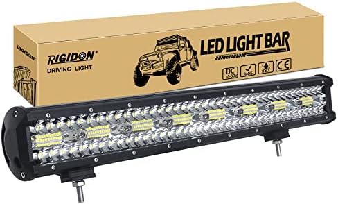RIGIDON 8D Led Work Light Bar, 2 Pcs 7 inch 120W 12V 24V 7D Tri Row Fog Light for Car Off road Truck SUV ATV 4x4 Boat, Flood Spot Combo Beam, Waterproof Outdoor Driving Lighting, 6000K White