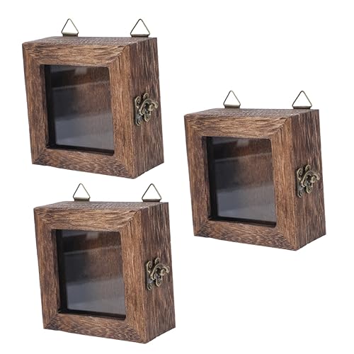 ERINGOGO 3pcs Box Vintage Chinese Style Butterfly Display Case Wooden Box Insect Storage for Dried Flower Display Sturdy