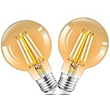 💡【Ahorro de energía】 Las bombillas retro G80 E27 utilizan filamento LED de alta calidad, base E27 estándar, tamaño estándar 120 mm * 80 mm, adecuado para la mayoría de las aplicaciones de iluminación, reemplaza las bombillas incandescentes de 40 W con bombillas LED de filamento de 4 W, que pueden ahorrar el 90 % de la electricidad.