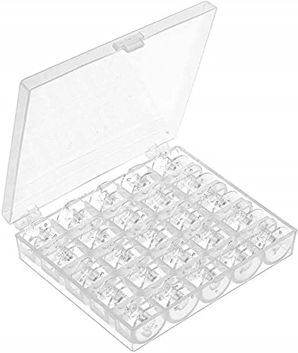 BANSHAN 25 Compartment Plastic Bobbin and Spool Storage Case ...