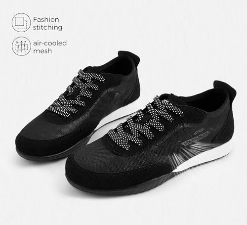 LUCKY STEP Women's Mesh Fashion Sneaker Colorblock Breathable Retro Lace-up Stylish Lifestyle Trendy Casual Walking Shoes3