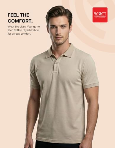 Image of Scott International Cotton Polo T Shirt | Collar Tshirts | Half Sleeves Plain T Shirt | T-Shirt |Tshirt for Men Stylish | Men's Tshirt