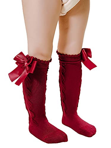 Baby Girls Knee High Socks Bow Long Stockings Infants Toddlers Ruffled Socks