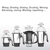 Vidiem ADC Mixer Grinder 579A (Black) | 750 watt Mixer grinder with 5 Jars in 1 Juicer | Leakproof Jars with self-lock for wet & dry spices, chutneys & curries | 5 Years Warranty | Mixie grinder