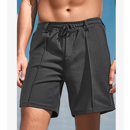 Shorts casuales atléticos para hombre, cintura elástica con cordón miniatura 2