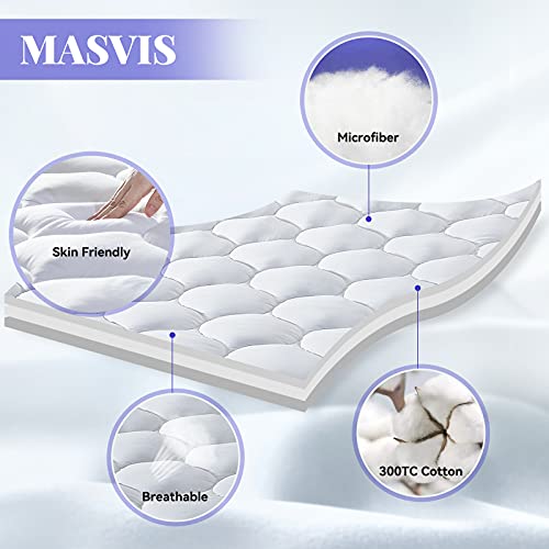 image for MASVIS Twin XL Mattress Pad Cover 8-21”Deep Pocket - Pillow Top Quil