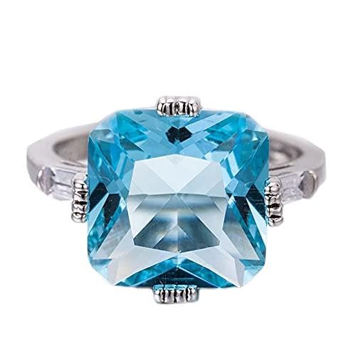 Anello In Argento Placcato Con Topazio Blu Naturale Rettangolare - Pietra Oceanica Regalo Famiglia