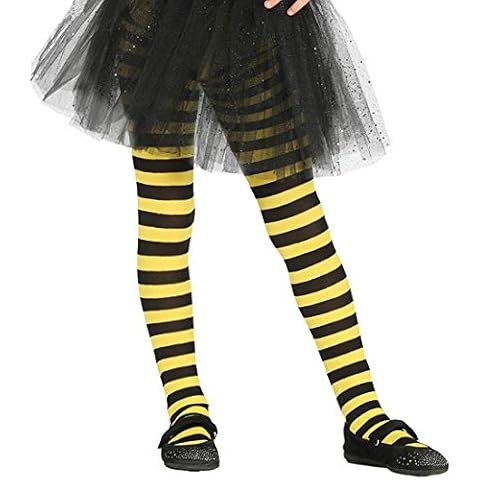 NET TOYS Gestreifte Kinder-Strumpfhose Biene - Gelb-Schwarz - Süßes Mädchen-Kostüm-Zubehör Strümpfe Honigbiene - Wie geschaffen für Kinder-Karneval & Kostümfest Cover