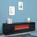 huanledaishu Modern Black Electric Fireplace TV Stand with Insert Fireplace, Living Room Furniture, Without Remote and Timer
