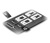 Slim Universal SIM Card Case, Storage Holder 4 SIM Card, 2 MicroSD memory cards and Iphone pin ♦ including 6 sim card Adapters 1 Iphone Eject Pin