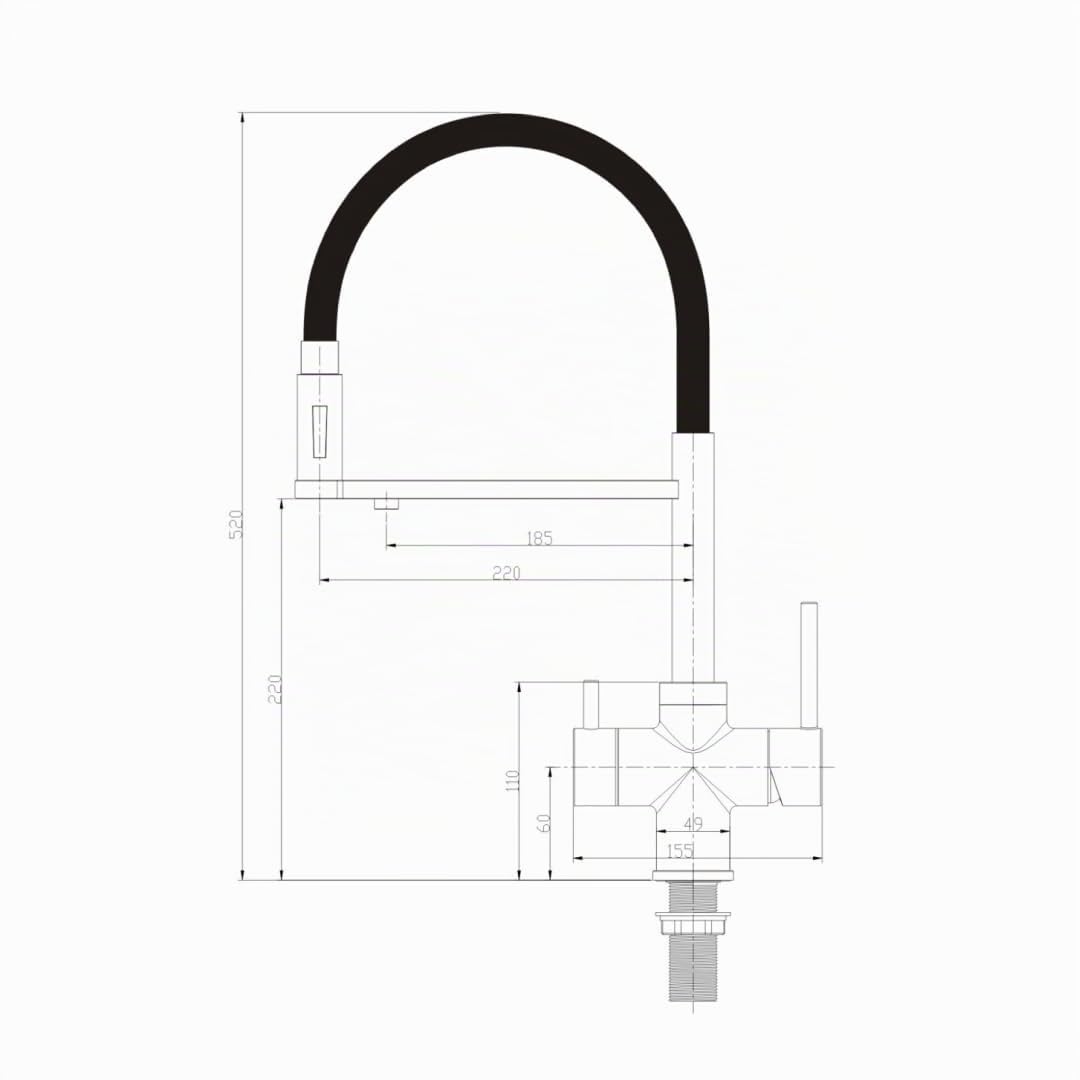Shurity 460 Rubinetto da cucina con Doccetta 4 vie 3/8” (Nero)
