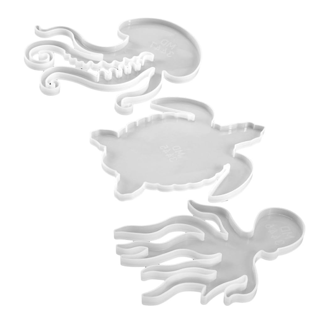 12 Piezas Molde de Silicona Flexible para Manualidades DIY de Moldes Animales Marinos Medusa Octópodo Tortuga Antideslizante y Reutilizable para Epoxi y Decoración Artística