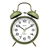 Sharp twin bell alarm clock loud alarm great for heavy sleepers stylish matte finish with rustic bronze accents battery operated matte sage  urban country home decor