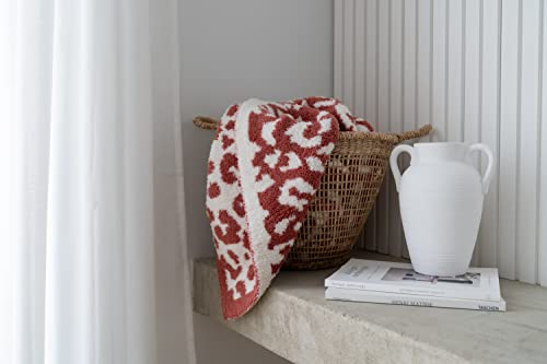 Dluxev Luxurious Super Soft Throw Blanket, Fluffy Cozy Rust Brown Blanket For Bed, Knit Lightweight Comfy Texture, Chic Wild Cheetah Print Throw For Sofa/Couch, Redwood & Cream Leopard 50"X60" #TOP1