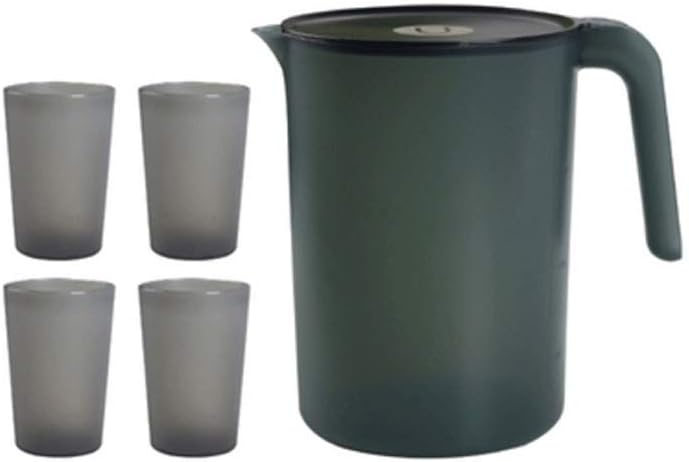Large Plastic Pitcher with 4 water cup Lid Heat Resistant Hot Cold Water Carafe Jug for Juice Beverage Jar Ice Tea Kettle