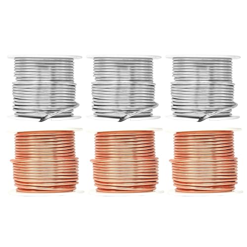 Image of Mandala Crafts 12 GA Copper Silver Tone Combo Anodized Aluminum Craft Wire | 276 FT, Colored, Flexible, Bendable for Bonsai Armature Sculpting Wire Wrapping Jewelry Making, Weather & Tarnish Resistant