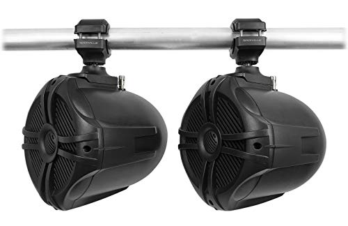 Image of Rockville RWB70B Bundle: Pair of 6.5-in Black 2-Way 250-Watt Peak / 150-Watt RMS 360 Swivel Marine Wakeboard Tower Speakers, Pair of RWBC 6.5 in Neoprene Speaker Covers, 2-Items