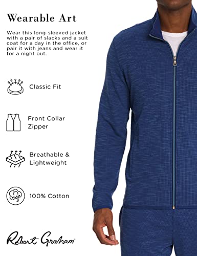 Robert Graham Men's Kobra Long-Sleeve Zip-Up Sweater, Navy, Small #TOP1