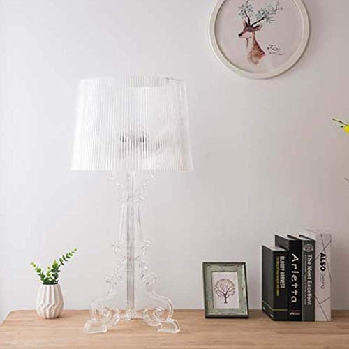 JKYQ Simple Baroque Lampe De Table Acrylique Transparent Chambre Lampe De Chevet Etude Salon Cafe Eclairage Bureau,Clear,Small