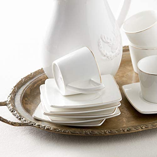 Karaca Koffieservies voor 6 personen met vierkante schoteltjes, espressokop en 6 schoteltjes, robuuste mokkatbeker, dikke drinkrand, espressokopjes, porselein - Image 7