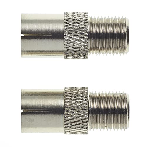 F Type Socket To TV Coaxial Socket - Nickel Plated Brass Body Plug Jack Adapter, Coax Cable Antenna Camping Connection, F-Pin Push-on Male Connector, Easy Connect And Disconnect - Pack Of 2 - Image 4