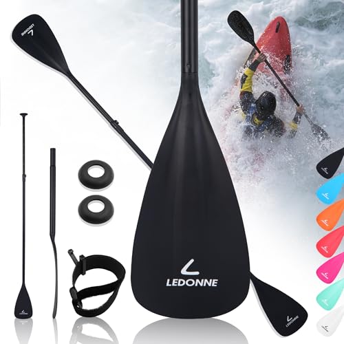 LEDONNE SUP Paddle Adjustable 4-Piece Stand UP Paddle Floating Lightweight Portable Kayak Paddle Paddleboard Oar with Aluminum Alloy Shaft and 2 Nylon Blades for Floating, Water Sport