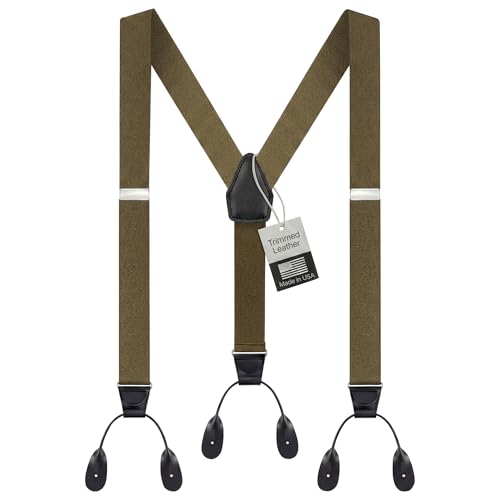 Image of HOLD'EM Tuxedo Button Suspenders for Men - Mens Dress Suspenders Formal | 100% Genuine Leather | Made in USA | Regular & Tall