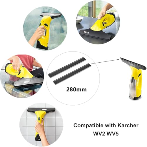 Gummilippe für Kärcher Fenstersauger - 2 Stück Kärcher Fenstersauger Zubehör - Abziehlippen 280mm Kompatibel mit Kärcher WV2 WV5, für Glas Fenster Kacheln Duschtüren