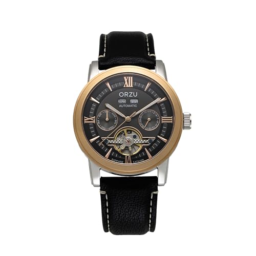 Image of ORZU Automatic Men's Watch Stainless Steel Case & Leather Band Sapphire Glass (MT6003)
