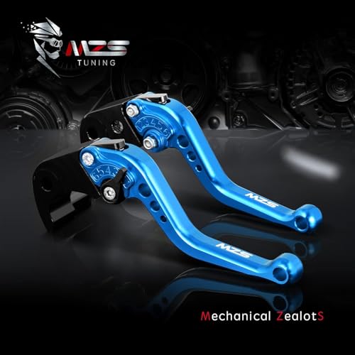 Image of MZS Blue Motorcycle Brake Clutch Levers Adjustable Short CNC Set | for GSXR 600 97-03, GSXR 750 96-03, GSXR 1000 01-04, GSXS 750 11-23, SV650 16-21, Vstrom 650 DL650 11-21, GSX250R 18-22