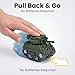 Ai-Fun 4PCS Pull Back Mini Tank Toy Car - Army Vehicle Military Toys, Die-Cast Battle Model for Kids, Durable Play Vehicle (Solid Color)