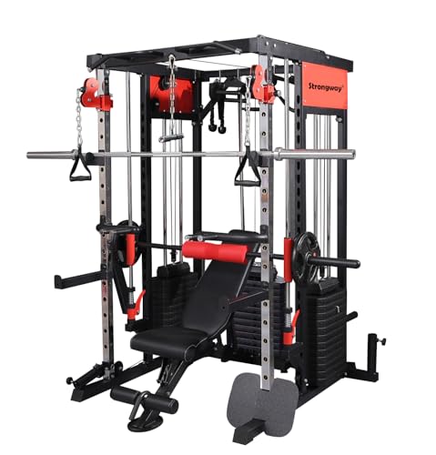 Strongway® Multi Gym Smith Machine with Weights 265.5KG Weight Stack Included - Multifunction Home Gym Dual Cable Pulley Dip Station Pull Up Bar Strength Training - Image 8