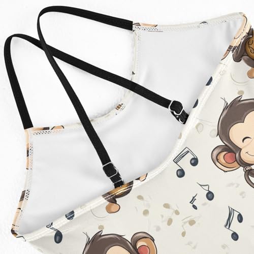 ALAZA Cute Monkeys Music Notes Girl’s Swimsuits Bathing Suit One Piece Beach Swimwear4