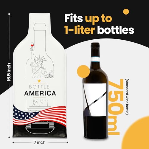 Bottle America 3-lagige, wiederverwendbare Wein-Reise-Schutzhüllen, stoß- und auslaufsicher, Tragetasche, Gepäck, Flugzeug, Kreuzfahrt, Auto, Geschenk, Urlaub, Party, 3 Stück mit 3 Luftpolsterfolien