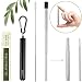 Eco-Room Reusable Stainless Steel Metal Straw - Food Grade Collapsible Design - Comes with a Straw Cleaner, Carrying Case, Carabiner & Silicone Tip - Eco-Friendly - Superior to Foldable Straws