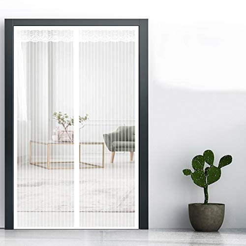 GUOGAI Cortina Mosquitera para Puertas 170x200cm(67x79inch) Mosquiteras Correderas Pegado sin Taladrar Sin Huecos para Cortina de la Puerta, Blanco