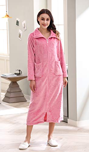Richie House Women's Soft and Warm Fleece Robe with Zipper Size S-XL RHW28564