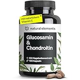 natural elements Glucosamin & Chondroitin – 180 Kapseln – mit Vitamin C für eine normale Kollagenbildung* – hochdosiert, ohne unnötige Zusätze – in Deutschland produziert & laborgeprüft