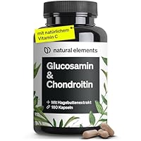 natural elements Glucosamin & Chondroitin – 180 Kapseln – mit Vitamin C für eine normale Kollagenbildung* – hochdosiert, ohne unnötige Zusätze – in Deutschland produziert & laborgeprüft