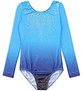 EQSJIU Gymnastics Leotards for Girls Kids Sparkly Patterned Rainbow Galaxy Aurora Colorful Butter...