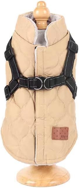 Abrigo para perro con arnés, ropa para perros pequeños, abrigo impermeable de invierno, chaleco cálido, ropa para perro, abrigo cálido de invierno con arnés para perros pequeños, medianos y grandes