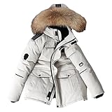 Design haut de gamme : parka d'hiver luxueuse avec une capuche bordée de fourrure naturelle et un extérieur élégant avec des accents contrastés pour un style sophistiqué.