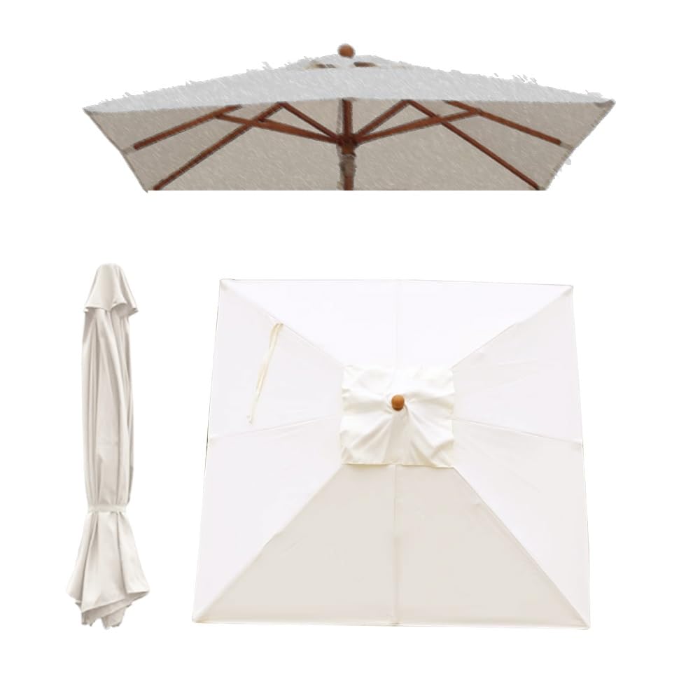 3x3m Quadrato Baldacchino Per Ombrellone Da Giardino 8 Stecche Telo Di Ricambio Per Ombrellone Da Tavolo Palo Centrale, Copertura Poliestere 200g/㎡(Beige)